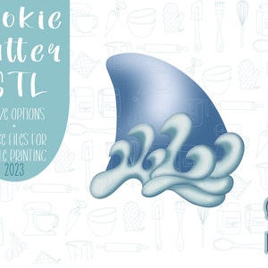 Shark fin Cookie cutter stl files for 3d printing, printable png images for Eddie edible printers, shark week, summer break, sea animal