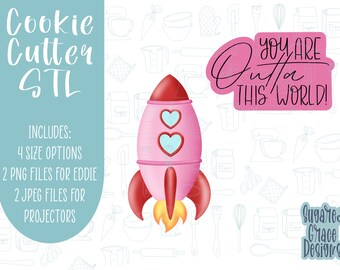 Valentine's Day Cookie Cutter STL File, Rocket Ship Design (Digital Download)