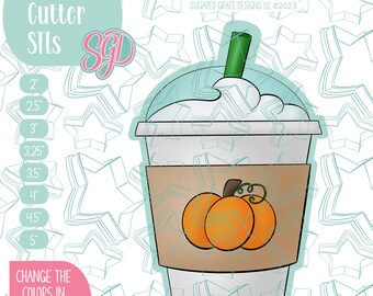 Iced Pumpkin Spice Latte Cookie Cutter STL Files for 3D Printing with Matching Printable PNG Images for Edible Ink Printers