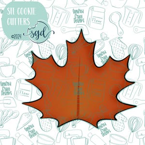Orange Fall Maple Leaf Cookie Cutter STL Files with PNG Images to Match - For 3D Printing and Edible Ink Printers - Autumn Cookie Idea