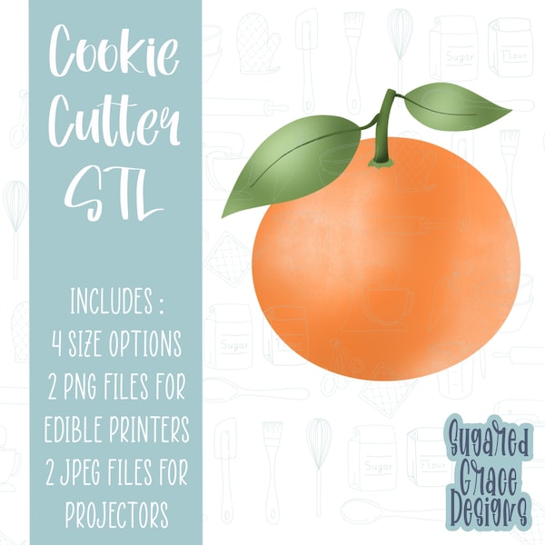 Florida orange fruit cookie cutter stl file for 3D printing and 3D printer, orange Theme baby shower, orange png for Eddie edible printer