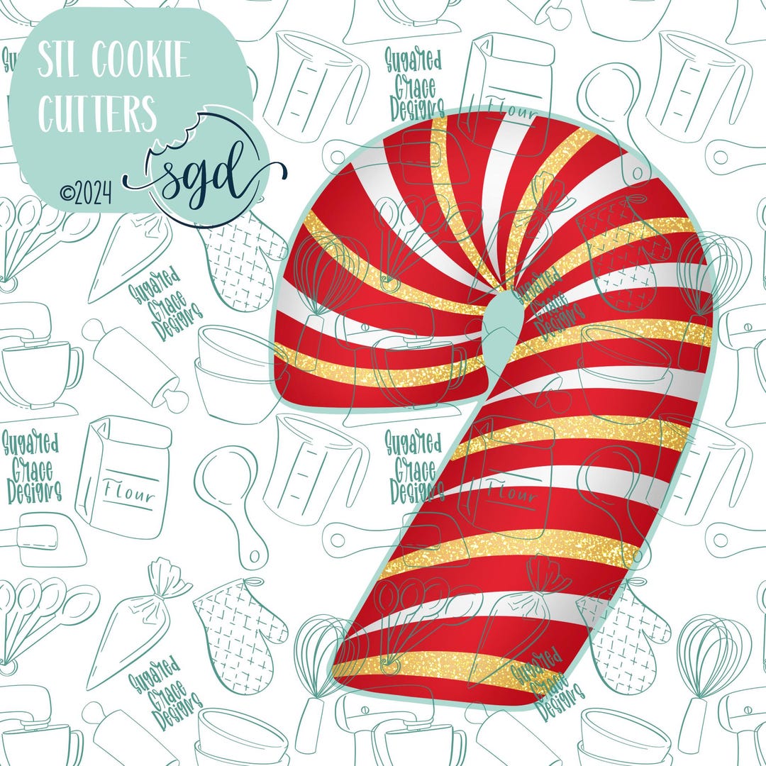 Christmas Candy Cane Cookie Cutter STL Files With PNG Images to Match ...