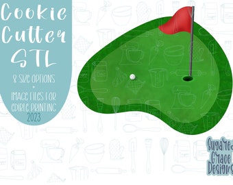 Putting green cookie cutter stl file for 3d printing, golf png printable instant download for Eddie edible printer image, masters cookie stl