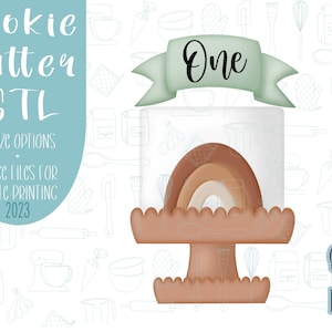 Boho cake with banner, cake Cookie cutter stl, png image file, 3D printing, instant download, rainbow cake png for Eddie edible ink printer
