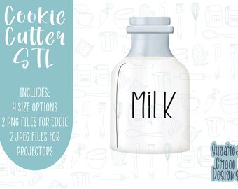 Milk for Santa Cookie Cutter STL, Christmas Baking (Digital Download)