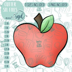 Apple Cookie Cutter STL File – 3D Printing Template, Edible Image PNG