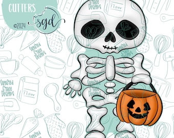 Halloween Trick or Treat Skeleton Cookie Cutter STL File for 3D Printing and  Printable PNG Images for Edible Ink Printers like Eddie