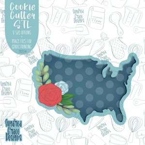 Archivo STL del cortador de galletas floral americano del 4 de julio para impresión 3D con imagen PNG imprimible a juego para impresoras de tinta comestible, incluido Eddie