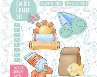 Back To School Cookie Cutter STL and PNG Set of 4 (Digital Download)