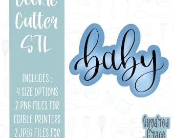 Baby word cookie cutter stl cookie cutter file for 3D printer and 3D printing, baby shower or baby announcement png printable, png for EDDIE