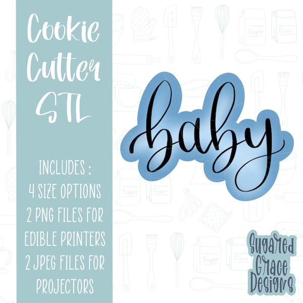Baby word cookie cutter stl cookie cutter file for 3D printer and 3D printing, baby shower or baby announcement png printable, png for EDDIE