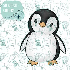 Full Body Penguin Cookie Cutter STL Files with PNG Images - For 3D Printing and Edible Ink Printers - Arctic Bird Mate for Life