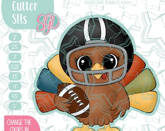 Football Turkey Cookie Cutter STL Files for 3D Printing with Matching Printable PNG Images for Edible Ink Printers