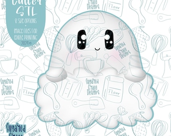 Halloween Ghost Name Plaque Cookie Cutter STL Files for 3D Printing with Matching Printable PNG Images for Edible Ink Printers Like Eddie