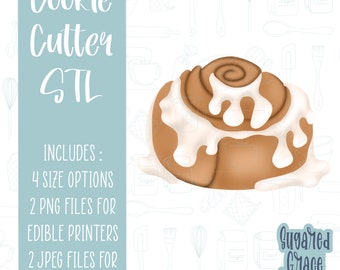Cinnamon Roll Cookie Cutter STL File, Edible Printer PNG (Digital Download)