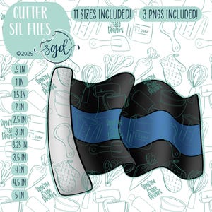 Police Flag Cookie Cutter STL Files with Matching PNG Images for Edible Ink Printers like Eddie - Thin Blue Line