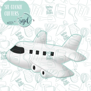 Airplane Cookie Cutter STL Files for 3d Printing with Matching Printable PNG Images for Edible Ink Printers Including Eddie
