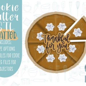 Pumpkin pie platter Cookie cutter STL file for 3D printing with png printable instant download for EDDIE edible ink printer, thanksgiving