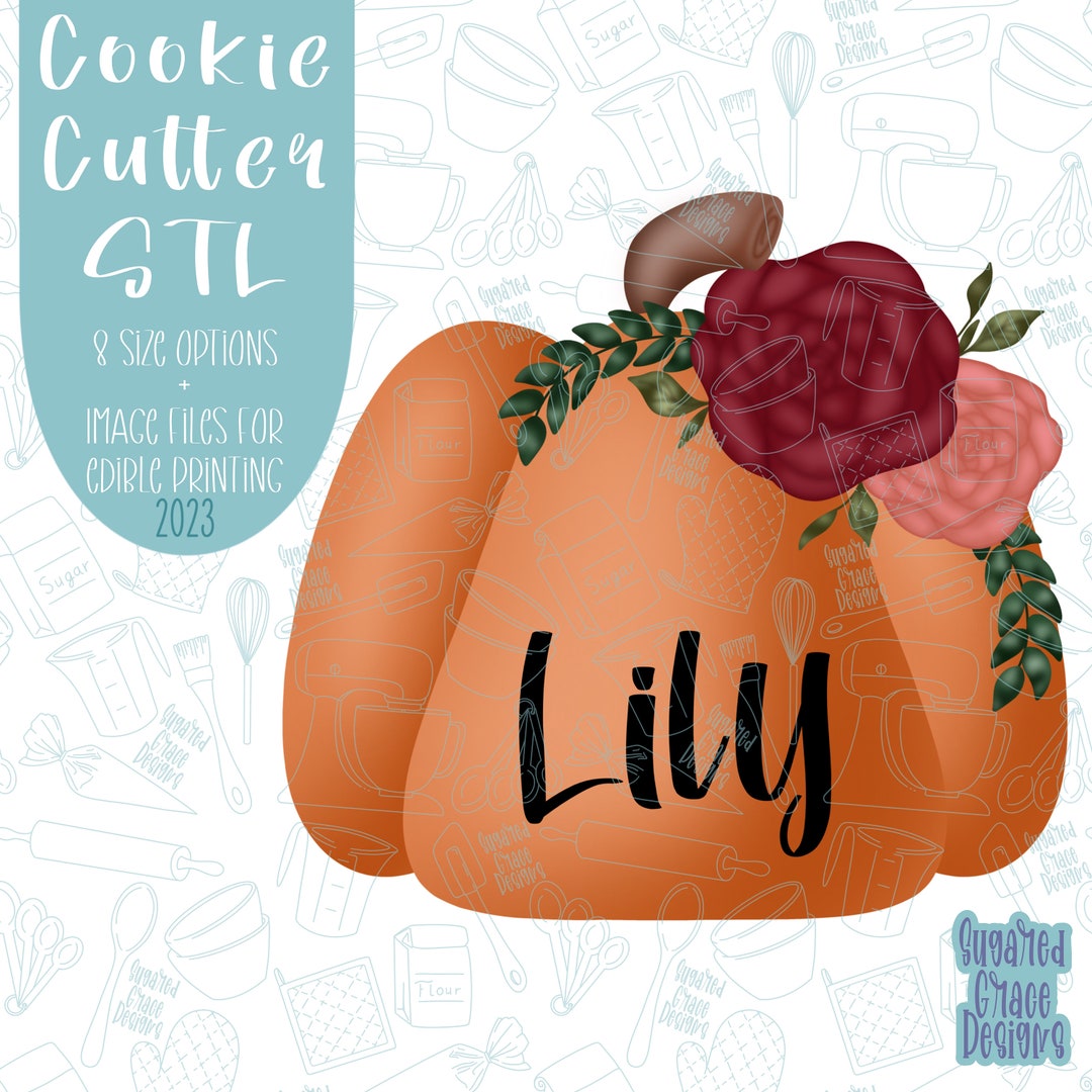 Fall Floral Pumpkin Cookie Cutter Stl Files for 3d Printing With ...