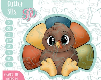 Chubby Turkey Cookie Cutter STL Files for 3D Printing with Matching Printable PNG Images for Edible Ink Printers