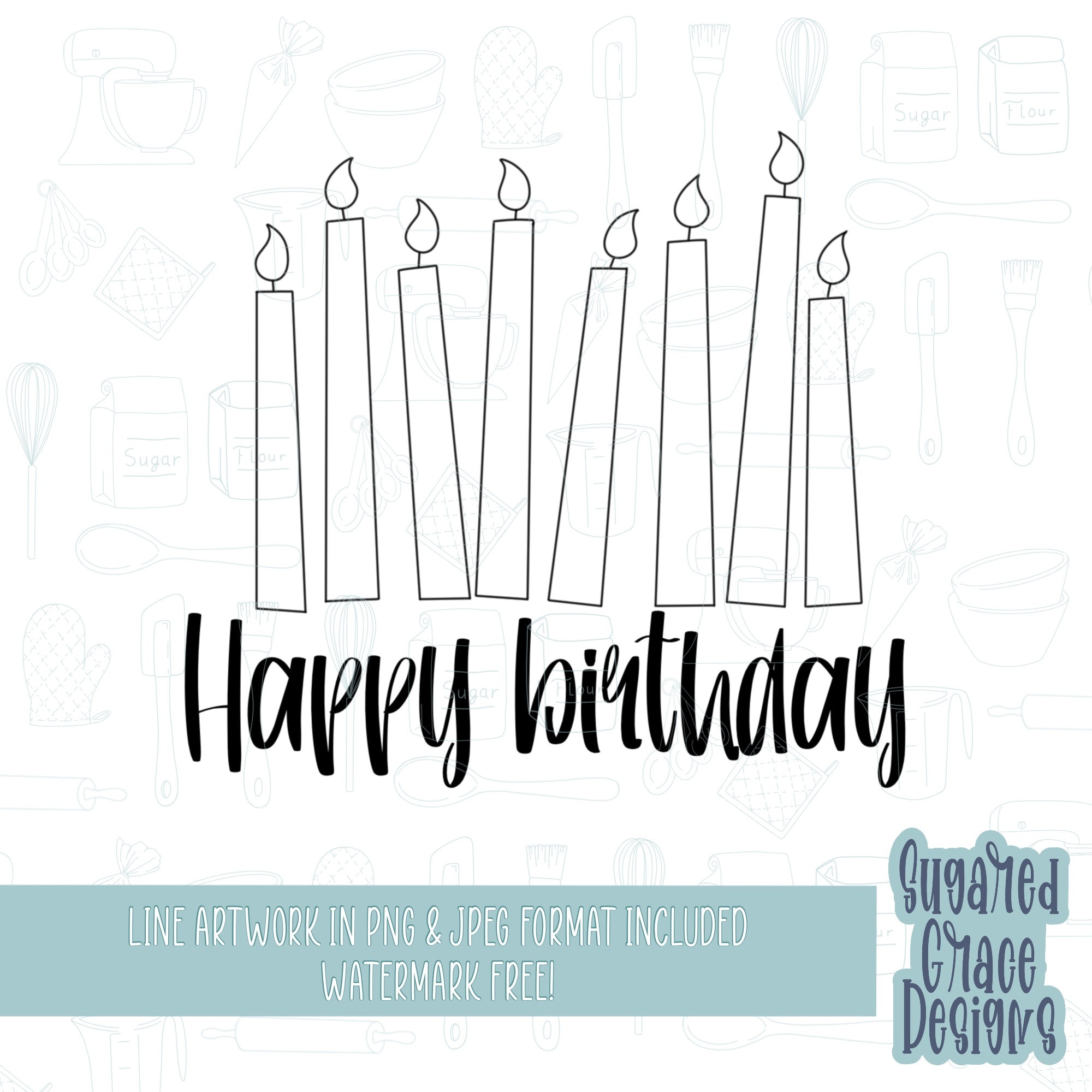 Happy Birthday Candles Cookie Cutter Stl File for 3D Printing Etsy