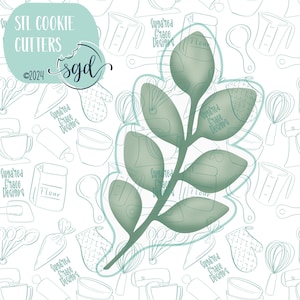 Floral Eucalyptus Leaf Flourish Cookie Cutter STL-bestanden voor 3D-printen met PNG-afbeeldingen voor eetbare inktprinters, waaronder Eddie