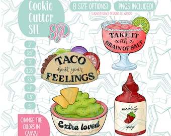 Taco Bout Your Feelings Cookie Cutter STL Set and Matching Images (Digital download) | Cinco De Mayo