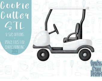 Golfkar cookie cutter stl-bestand voor 3D-printen, mastertoernooi png afdrukbare instant download voor Eddie eetbare inktprinter, Vaderdag