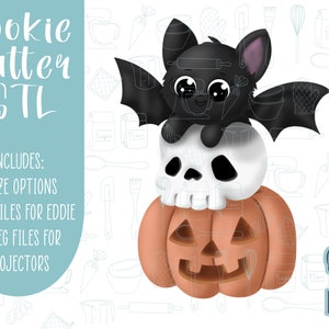 Bat, pumpkin, skull, Halloween Cookie cutter STL file for 3D printing with png printable instant download for EDDIE edible ink printer