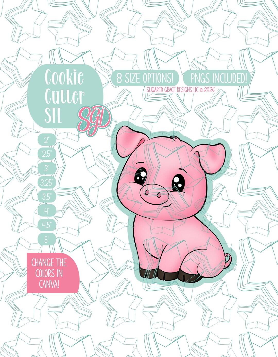 Full Body Pig Cookie Cutter STL and PNG | 3D Printing | (digital ...