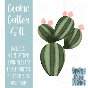Cactus  cookie cutter stl file for 3D printing with png printable instant download for Eddie the edible printer