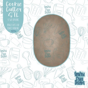 File STL per formine per biscotti con targhe ovali moderne per stampa 3D con immagini PNG stampabili corrispondenti per stampanti a inchiostro commestibile, inclusa Eddie