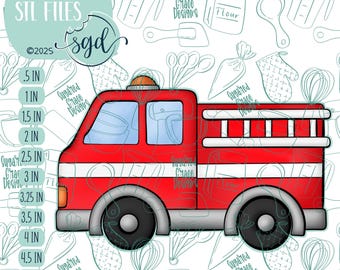 Archivos STL de cortador de galletas de camión de bomberos para impresión 3D con imágenes PNG imprimibles a juego para impresoras de tinta comestible como Eddie