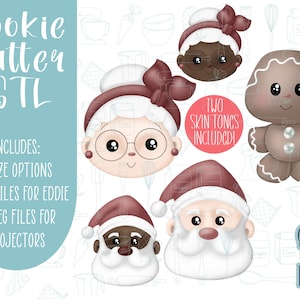 Christmas Cookie cutter STL file for 3D printing with png printable instant download for EDDIE edible ink printer, Santa And Mrs Claus,