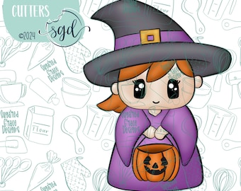 Halloween Trick or Treat Witch Cookie Cutter STL Files for 3D Printing with Matching Printable PNG Images for Edible Ink Printers like Eddie