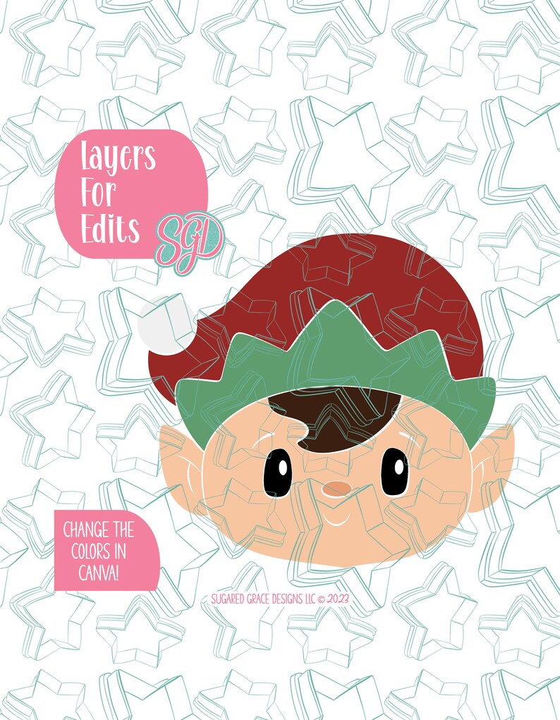Editable Christmas Elf PNG Image Set for Edible Ink Printers - Hand ...