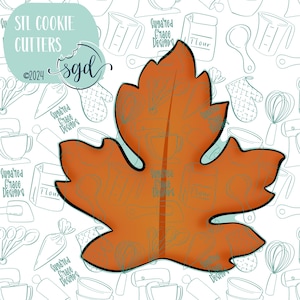 Orange Fall Oak Leaf Cookie Cutter STL Files with PNG Images to Match - For 3D Printing and Edible Ink Printers - Autumn Cookie Idea