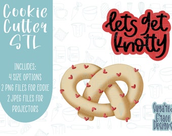 Valentine's Day Pretzel Cookie Cutter STL with PNG (Digital Download)