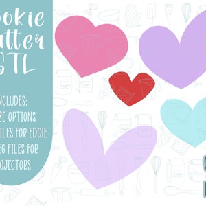 Valentine’s Day heart Cookie cutter STL file set for 3D printing with png printable instant download for EDDIE edible ink printer, Punny stl