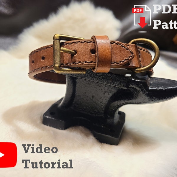 Patrón Cuero Collar Perro XS - XXL - Patrón PDF con Vídeo Tutorial