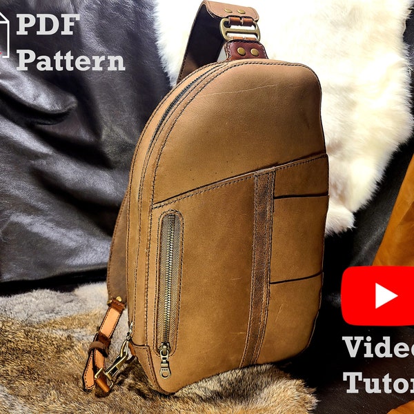 Pattern Leather Sling Bag - DIY Leather Pattern PDF Tutorial with Video - Traveller's Day Pack