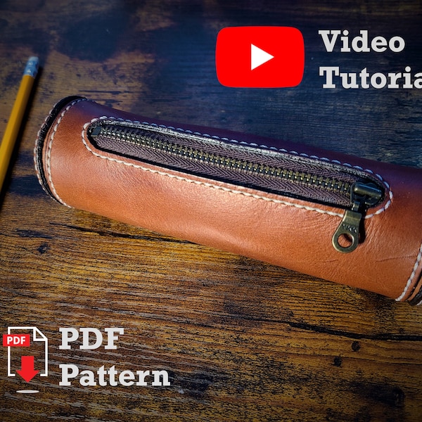 Pattern Leather Pencil Case 7" for Medium Sized - PDF Pattern and Video Tutorial