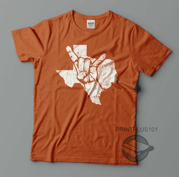 Texas Hook 'em Horns Sign Distressed T Shirt Design - Etsy