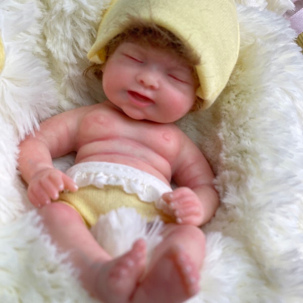 Reborn Baby Doll 6 pouces en silicone Girl Doll Mini Reborn Baby Doll Réaliste Full Silicon Body Roots Hair (1 poupée + 1 ensembles de vêtements)