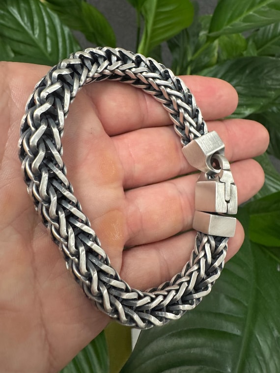 イタリア製スターリングシルバー酸化フランコフォックステールウィート