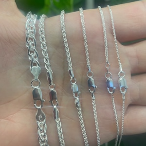 Italian Sterling Silver Wheat Spiga Chain Necklace 925