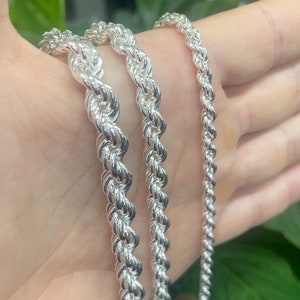 Italian Sterling Silver Hollow Rope Chain Necklace 925