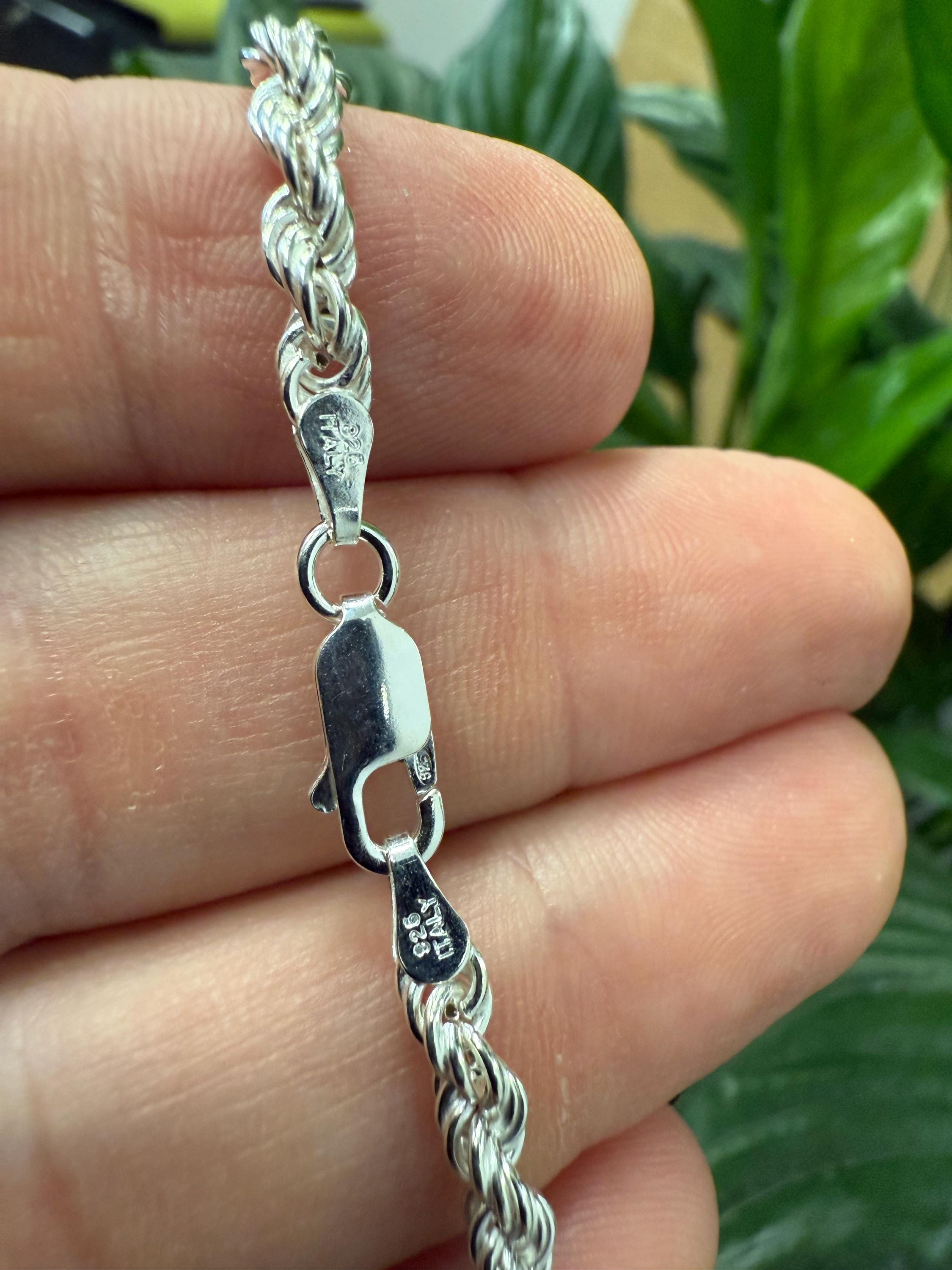 Graduated Rope Chain Italian Sterling Silver 6mm Graduated Hollow Rope Chain Necklace Solid ...