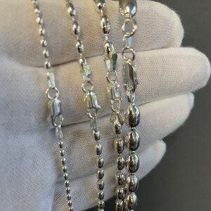 Italian Sterling Silver Rice Oval Bead Chain Necklace 925 - Etsy