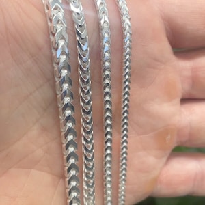 Italian Sterling Silver Franco Chain Necklace 925 Made in Italy